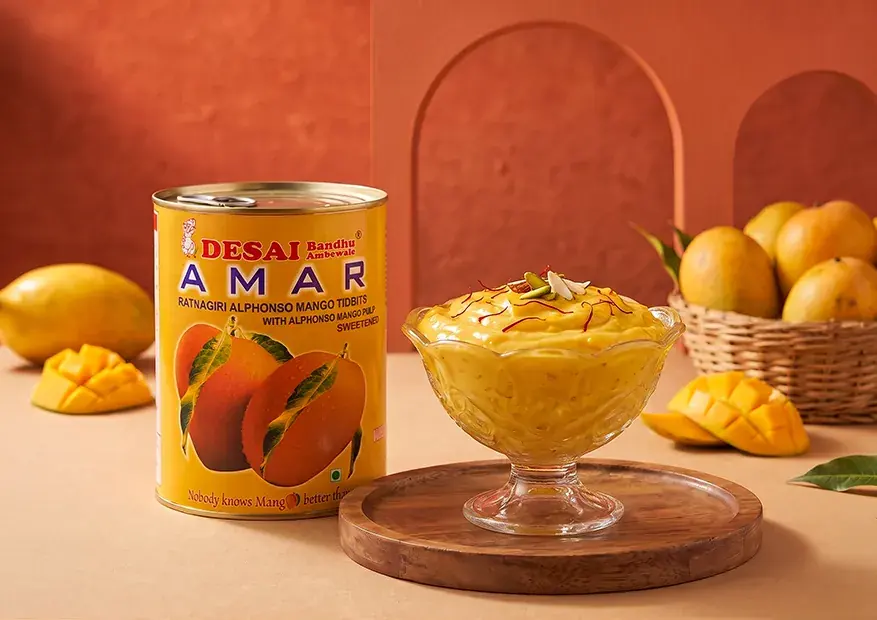 Aamrakhand mango shrikhand in a bowl